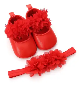 

2020 New summer flower baby girls shoes + headband princess dress Infant Toddler moccasins mary jane shoes prewalker shoes