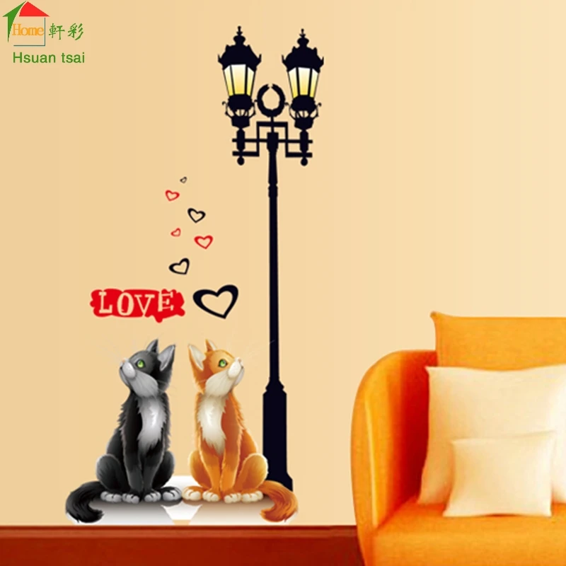 Love Cats DIY Vinyl Wall Stickers Home Decor Art Decals 3D Wallpaper Bedroom Sofa house