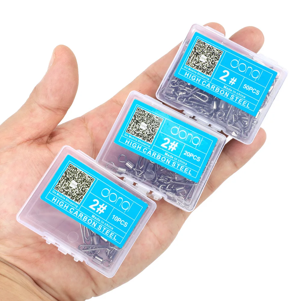 DONQL 102050pcs Swivels Fishing Connector Interlock Pin Snap 2#-10# Rolling Swivel For Fishhook Lure Carp Fishing Accessories  (1)