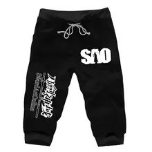 Аниме Меч Арт онлайн САО печати шорты хлопок повседневные короткие шаровары тренировочные штаны с карманами спортивный костюм эластичная талия Athleisure брюки