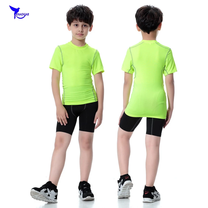 2019 Summer Kids Compression Base Layer Short Sleeve Jogging Set Boys