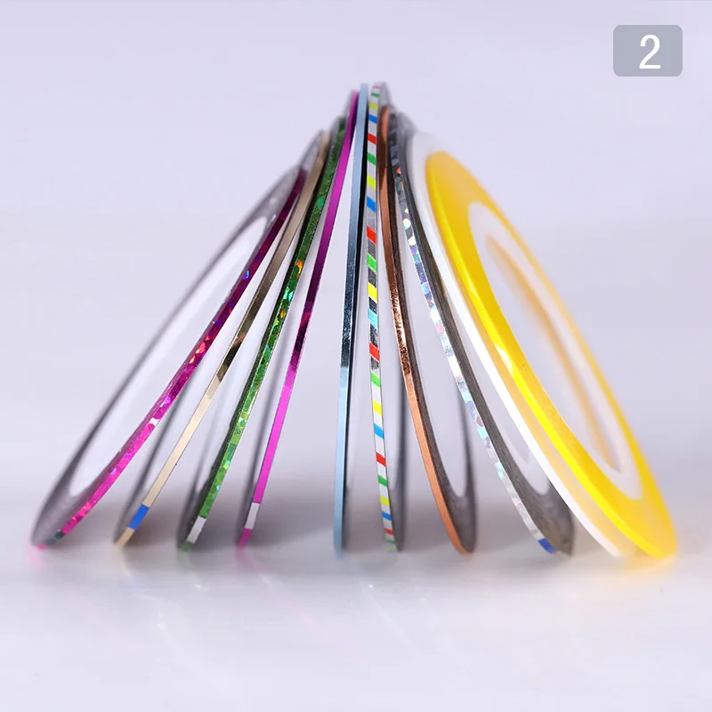 10 рулонов линии ногтей чередование стикер ленты 1 мм Клей многоцветный DIY маникюр Дизайн ногтей Инструменты для укладки