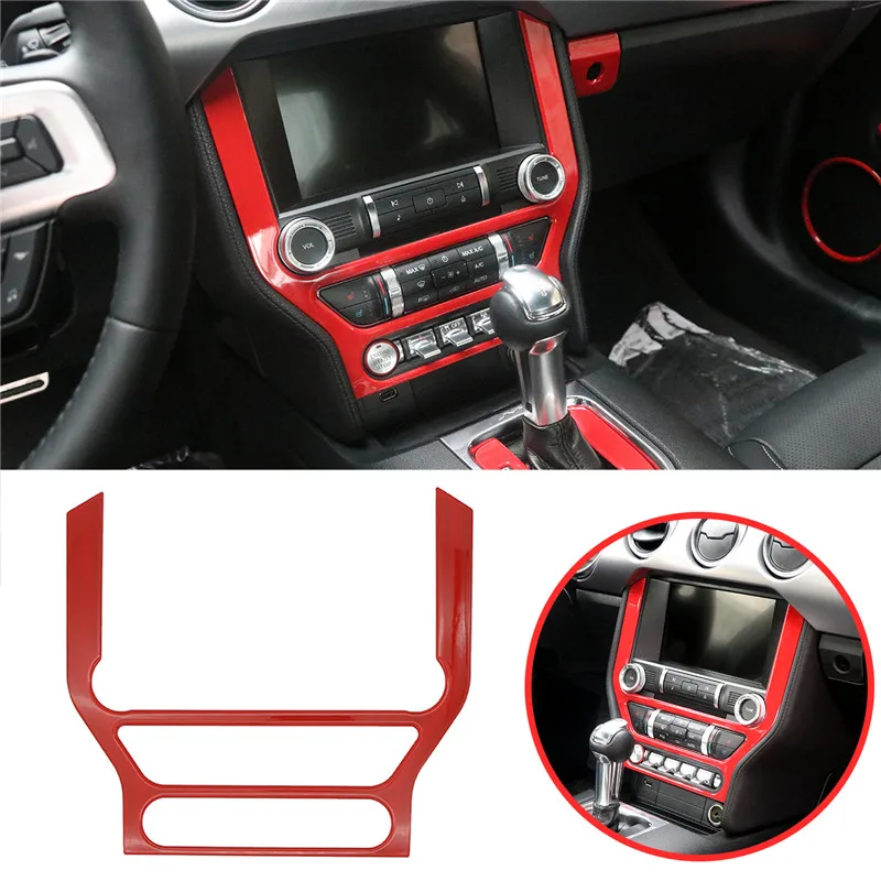 

For Ford Mustang 2015-2018 Red ABS Dash Board GPS Frame Panel Cover Trim Frame