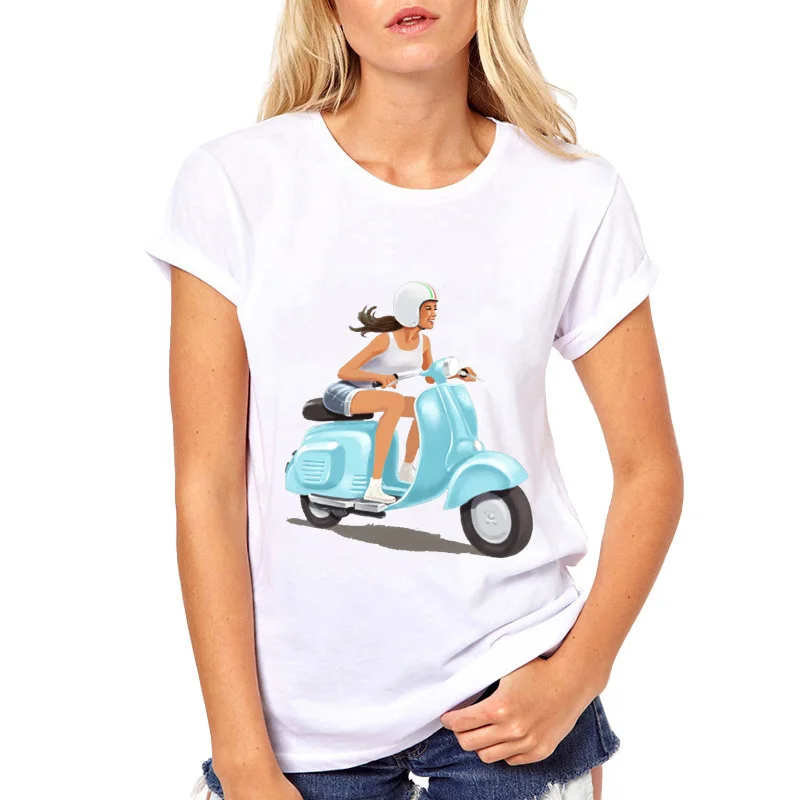 Женская футболка Vespa 2019 новый модный стиль оптовая продажа мотоциклетные