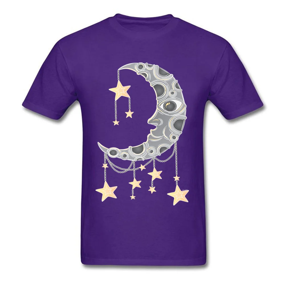 Crescent Moon Tops Shirt Rife Round Neck Printed On Short Sleeve Cotton Men Top T-shirts Cool Tee-Shirt Top Quality Crescent Moon purple