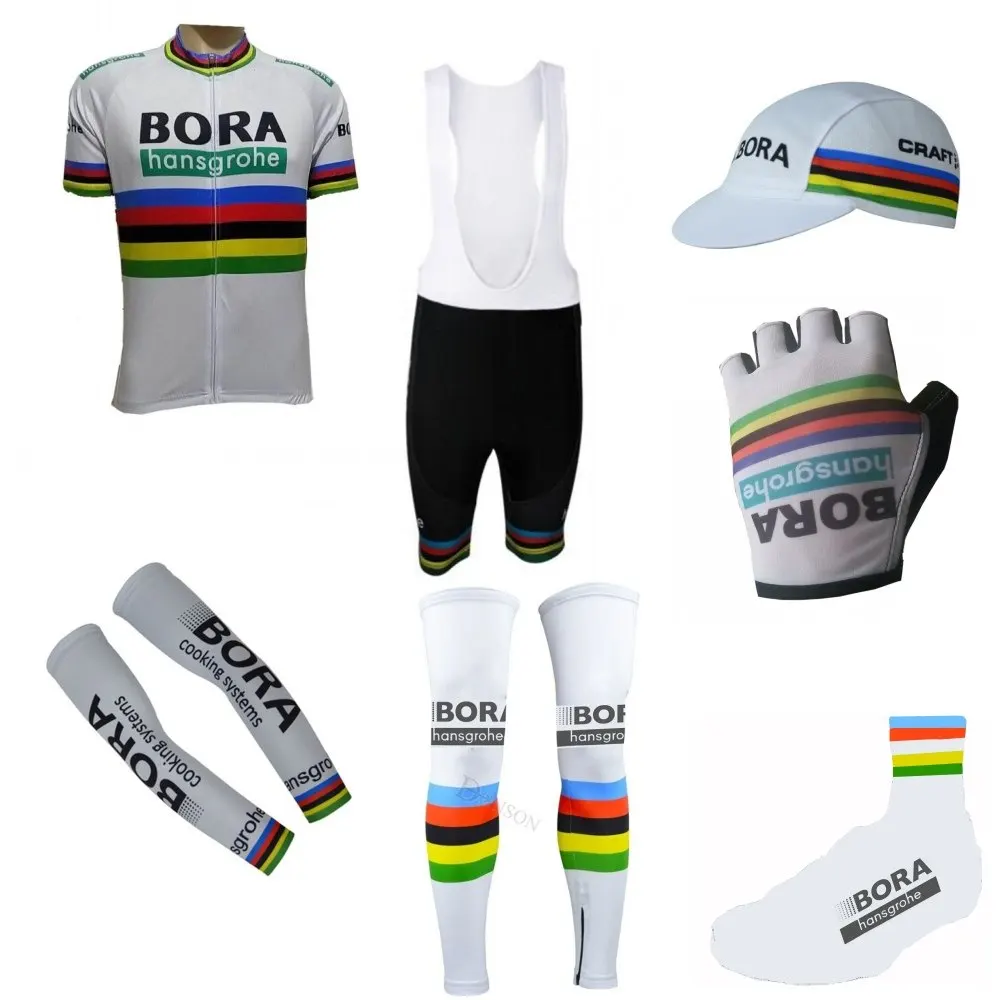 

2018 white rainbow 7PCS cycling full set cycling jersey summer breathable bike clothing MTB Ropa Ciclismo Bicycle maillot GEL