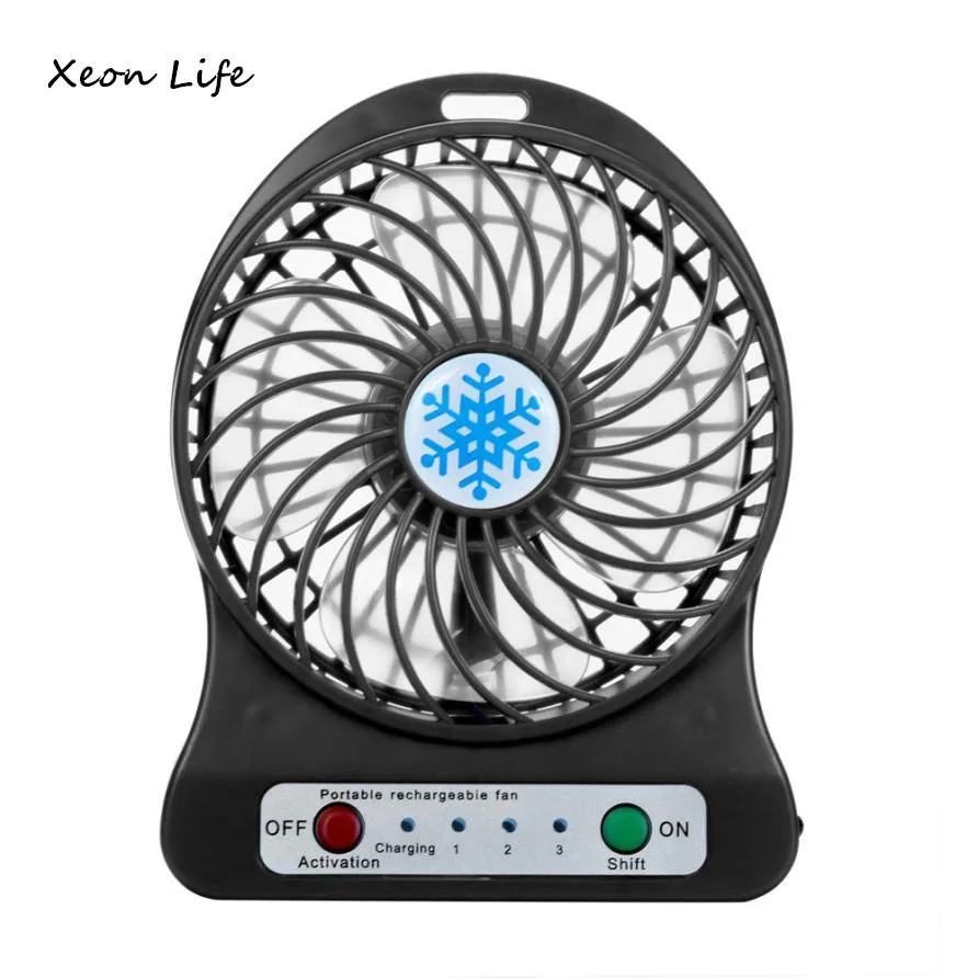 

Portable Rechargeable LED Light Fan Air Cooler Mini Desk USB 18650 Battery Fan
