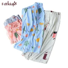 Fdfklak повседневные ночные штаны для женщин, одежда для отдыха, пижамы, брюки с принтом, Хлопковые женские штаны, свободные летние пижамы, домашние штаны