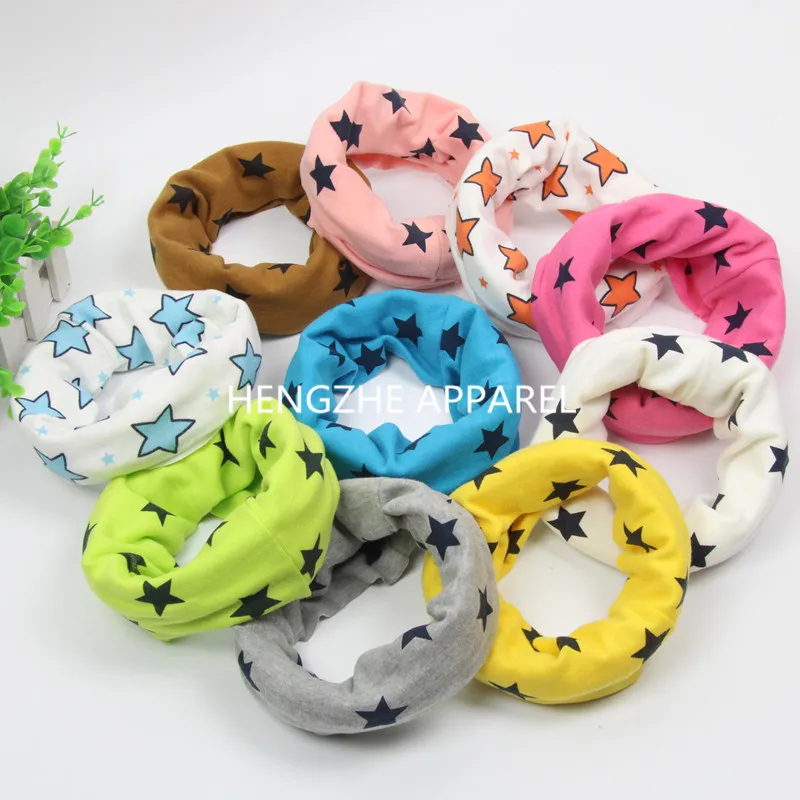 Модный однотонный хлопковый шарф в горошек со звездами для малышей, детские теплые шарфы с круглым кольцом для девочек и мальчиков, одежда с воротником, аксессуары