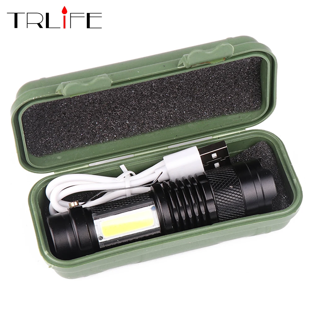 

3800LM Q5+COB LED Flashlight USB Rechargeable Portable Mini ZOOM torch 3modes Built-in Battery Flashlight Waterproof For Camping