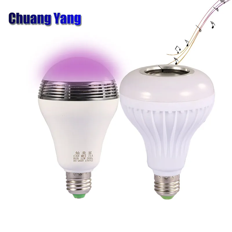 

E27 220V 110V 12W Wireless Smart RGB Bluetooth 4.0 Audio Speaker Mobile Smart LED bulb Light APP Remote control Music Play Lamp
