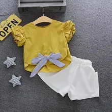 Новая летняя одежда для маленьких девочек, рубашки+ штаны, комплекты одежды, одежда для маленьких девочек