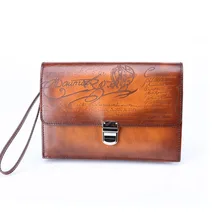 Terse_engraving service handgefertigten echtem leder handtasche mit armband haspe im blau/orange farben fabrik preis