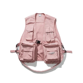 

High Quality Mens Vest Multi-functional Three-dimensional Vest Fashion Pink Photographer Vest Classic Based Mens Vest Size M-XL