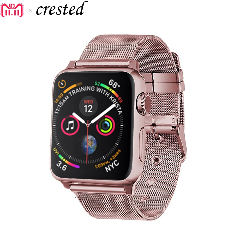 Миланский ремешок для Apple watch band 44 мм 40 iWatch 42 38 браслет из нержавеющей стали series 3 4 5