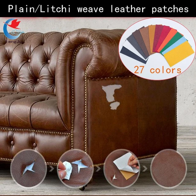 Us 1 29 Plain Litchi Weave Leather Patches Stick On Used In Sofa Bag Car Clothing Shoes Accessories Embroidery