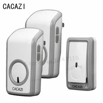 

CACAZI Wireless Remote Doorbell Waterproof 48 Chime EU/US/UK Plug-in AC 110-220V LED Door Bell With 2 Push Button+2 Receivers