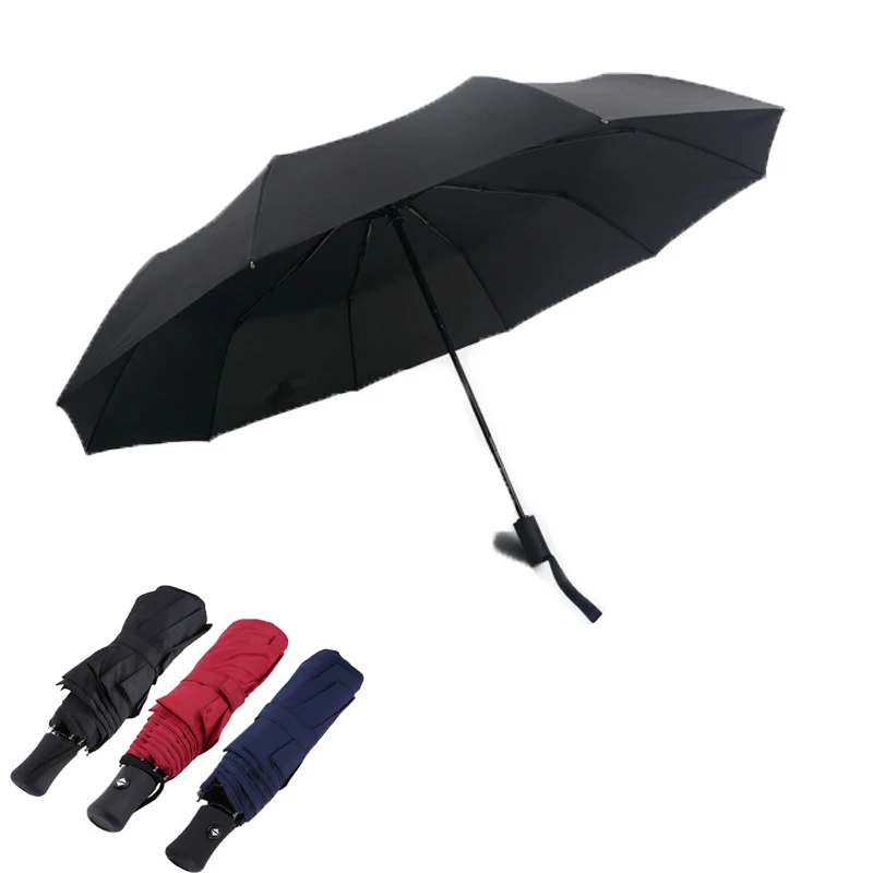 Wind Resistant Fully automatic Three Folding Umbrella Rain Women Auto