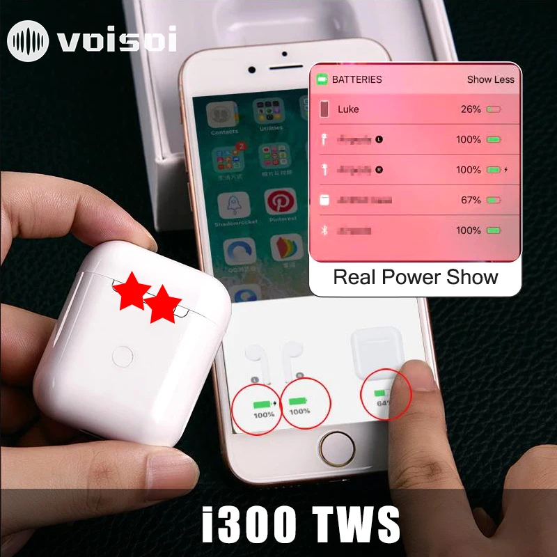 i300 TWS bluetooth наушники, умный датчик PK W1 H1 чип наушники беспроводные i10 i7s i9s - обзор