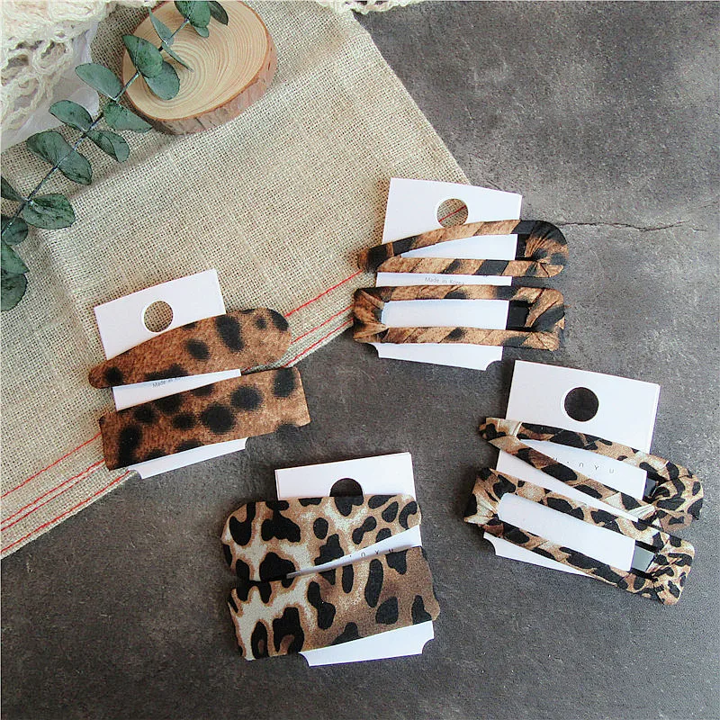 AWAYTR 2PCS Fashion Leopard Set Hairpins Girls Barrettes Hendband Hair Clip Clamp Jewelry Styling Tools Women Hair Accessories