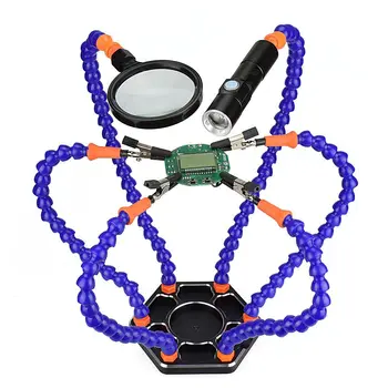 

Cheapest Soldering Station Third Pana Hand with 6pc Helping Hands USB Rechargeable Flashlight magnifier Welding Tool