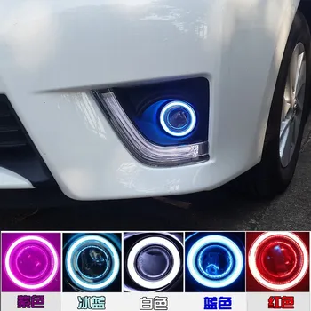 

white LED DRL + yellow LED turn light + COB angel eye (6 colors) + halogen fog lamp (projector lens) for toyota corolla 2014