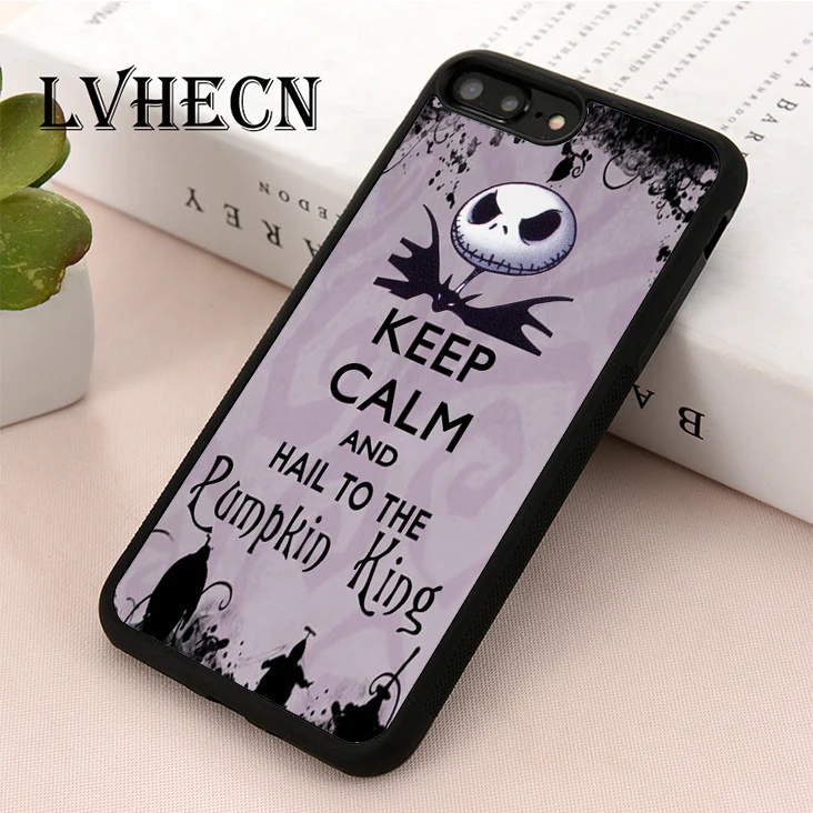 

LvheCn TPU Skin phone case cover for iPhone 5 5s SE 6 6s 7 8 plus X XR Xs Max Nightmare Before Christmas Keep Calm Pumpkin King