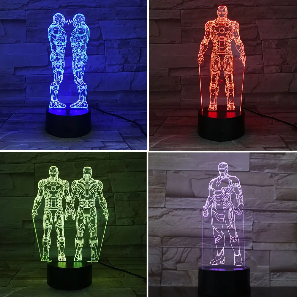 Avengers Endgame Marvel Super Heroes Iron Man 3D LED Night Light  Color Changing Visual Table Lamp for Home Decor Kids Gift Toys