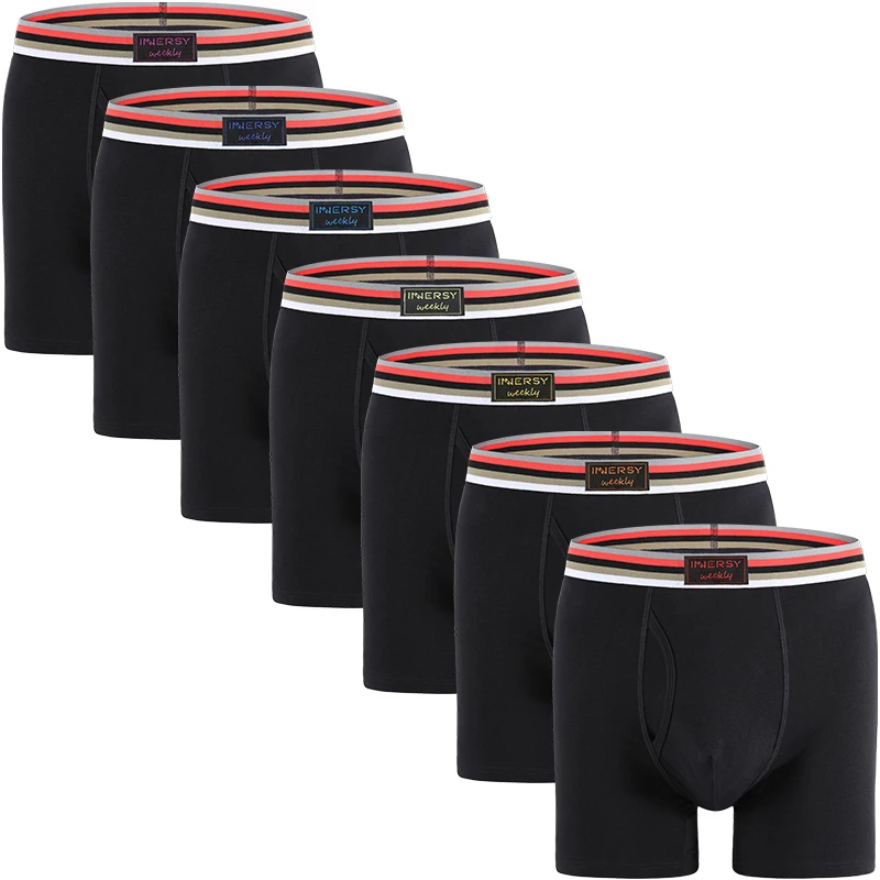 

Innersy 2019 Boxer 7Pcs/lot Sexy Boxer Mens Underwear Modal Boxer Short Black Breathable Belt Shorts Boxer Pure color Long Brie