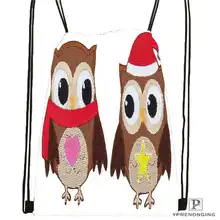 Индивидуальная походная сумка на шнурке с рисунком совы, милый рюкзак для детей(черная спинка), 31x40 см#2018612-01-26