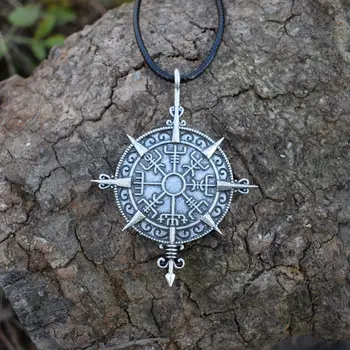 

12pcs Viking Vegvisir Compass Protection Symbol Guidepost Direction Sign Pendant Necklace Viking SanLan Jewelry