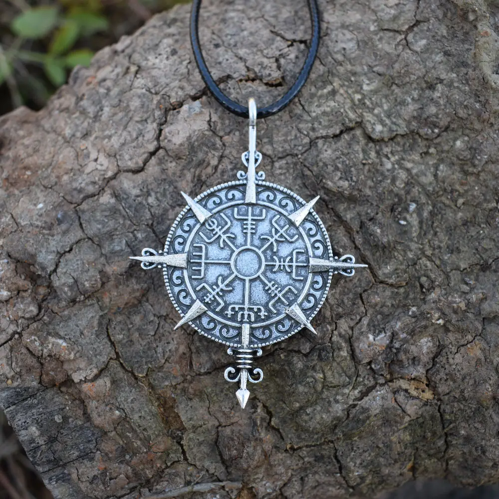 

Viking Vegvisir Compass Protection Symbol Guidepost Direction Sign Pendant Necklace Viking SanLan Jewelry