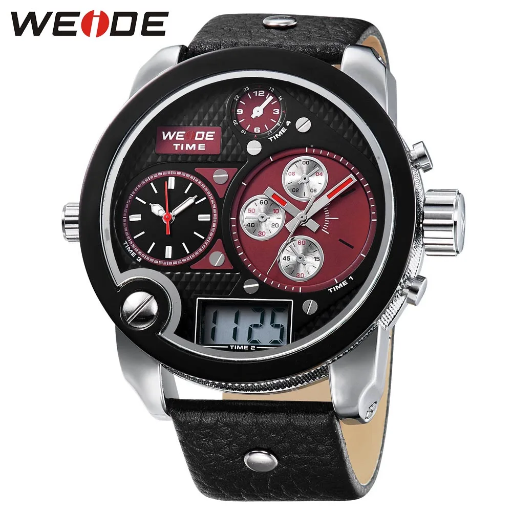 

WEIDE Fashion Casual Men's Watches Analog Digital Display 3ATM Water Resistant Genuine Leather Strap Outdoor Sport Watch Hot