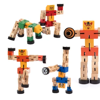 

New Wooden Transformation Robot Toy Educational Learning Intelligence Toy For Kids Building Blocks Toys For Children