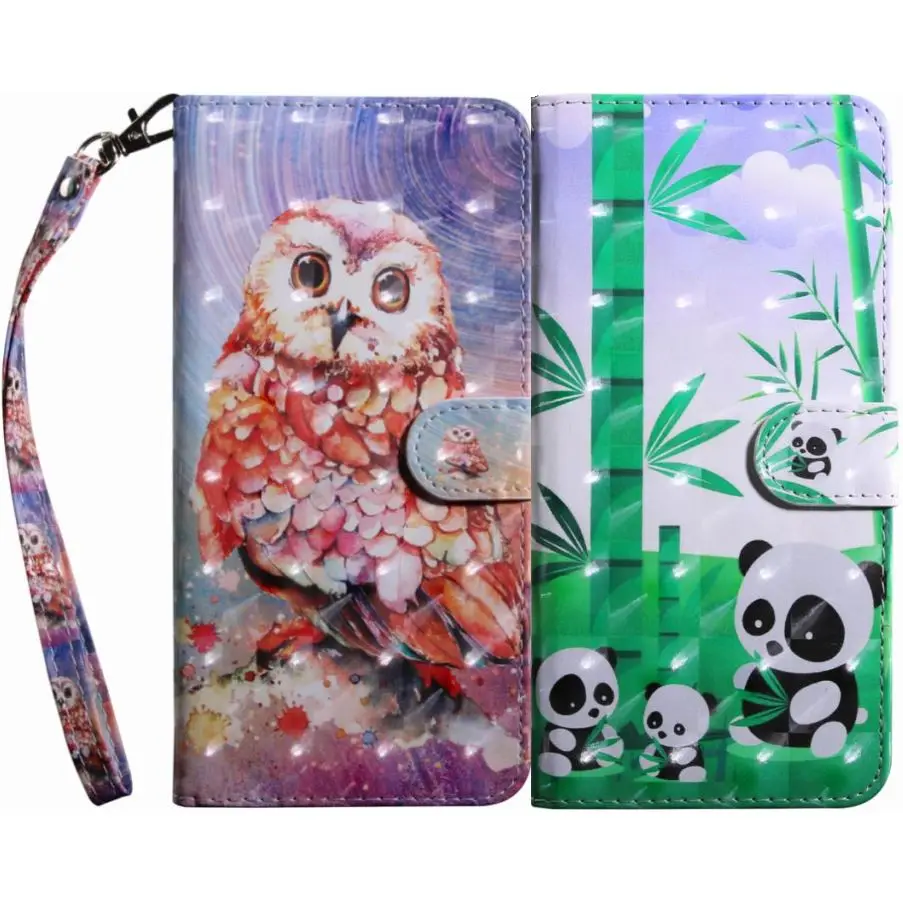 

Owl Panda Leather Case For Frame Huawei P Smart Y6 Y3 2017 Y7 Pro 2018 Y5 Prime Honor 7X 8X 9 Lite 10 V10 Play Patten Capa DP29Z