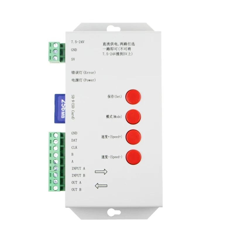 T1000S WS2812B WS2811 WS2801 LPD6803 светодиодный RGB контроллер SD карты 2048 пикселей контроллер программы адресуемые RGB полосы