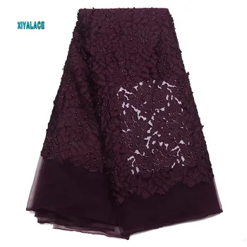 

Nigerian African lace fabric Beads Lace Fabric 2019 Embroidered Net Laces Fabric Bridal High Quality French Tulle YA1757B-1