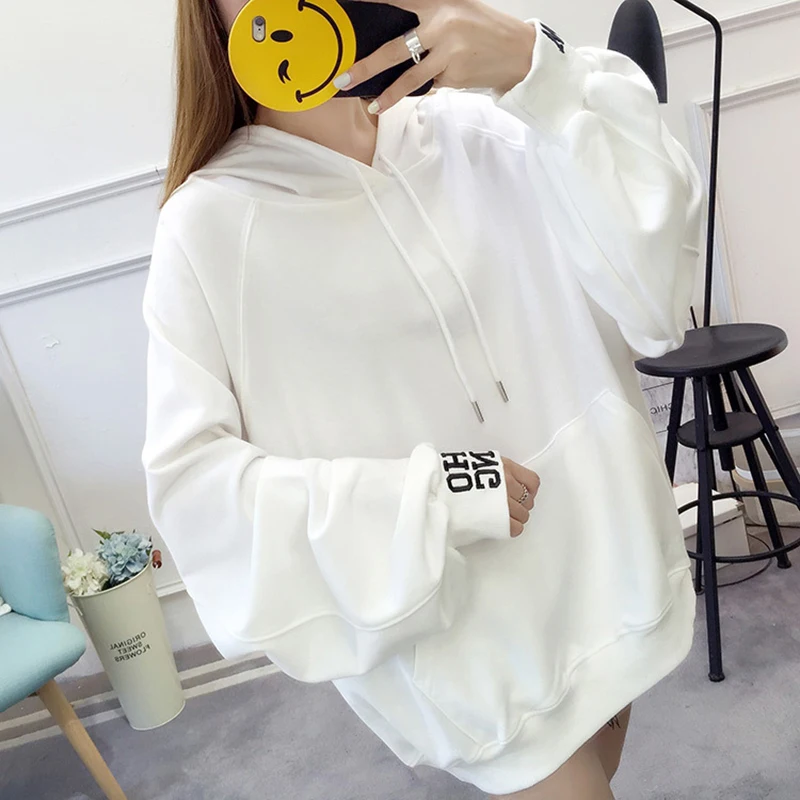 WY019 женская одежда новая Корейская толстовка с капюшоном пуловеры с пышными рукавами Толстовка женская тонкая желтая Толстовка Свободная Женская толстовка