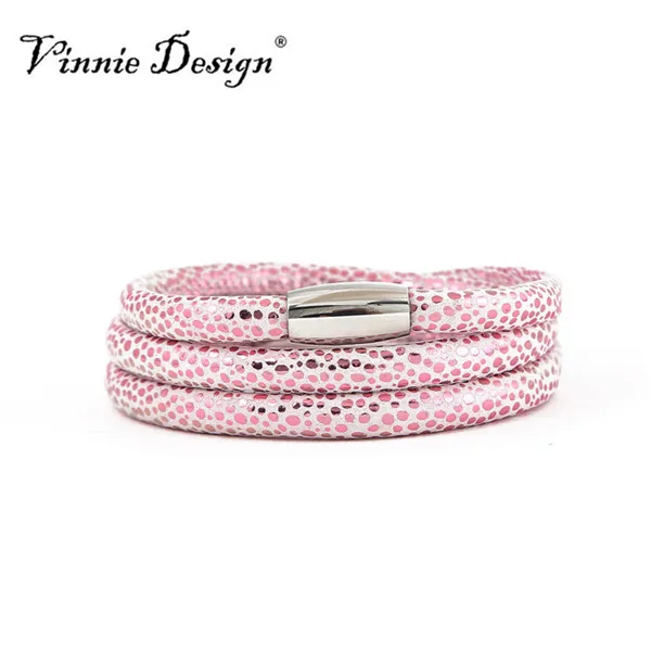 Vinnie Design Jewelry Endless 3 String Leather Bracelet Vinnie Design Jewelry Endless 3 String Leather Bracelet Stainless Steel Magnet Wrap Bracelets For Women Gift In From