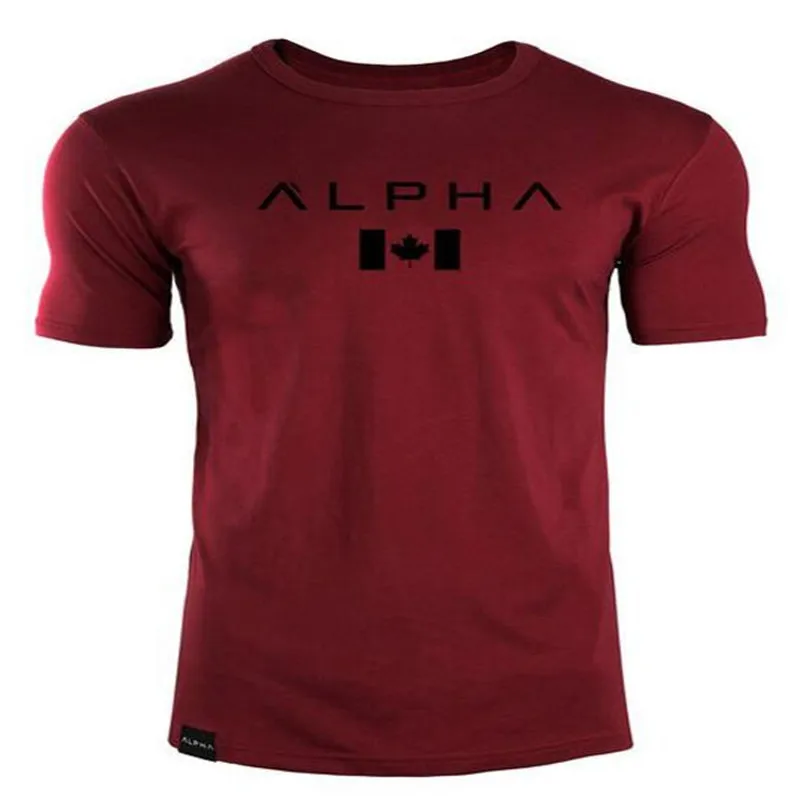 ALPHA maple leaf fashion summer short t shirt men brand clothing cotton comfortable male t-shirt print tshirt men clothing