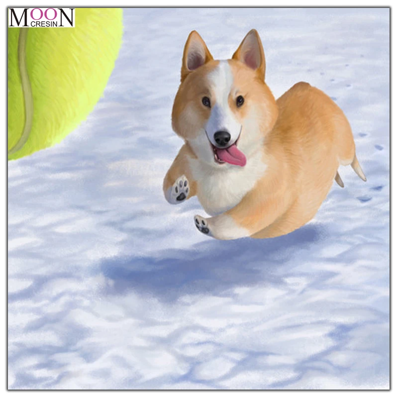 

MOONCRESIN Diy Diamond Painting Cross Stitch Fox Running In The Snow Diamond Mosaic Round Diamond Embroidery Decoration Handmade