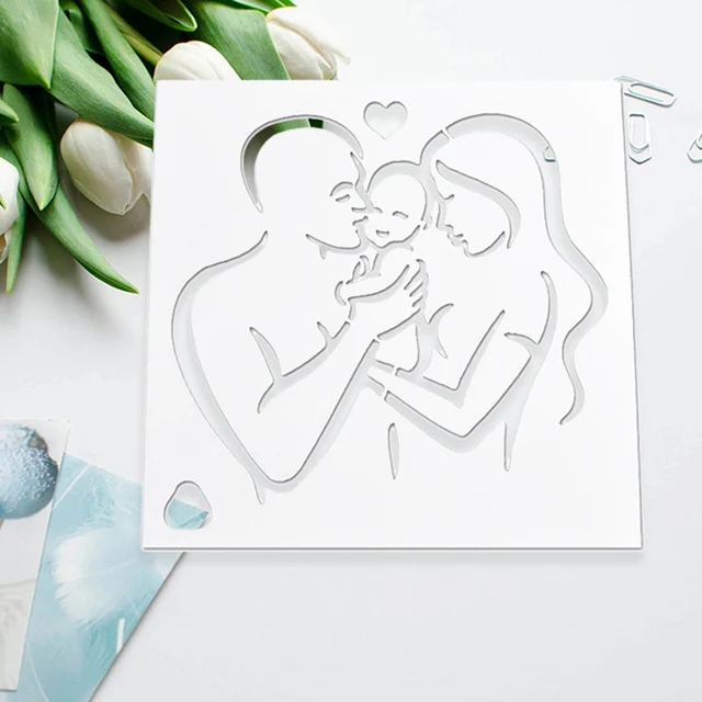 Nuovo Padre E la Madre Del Bambino Modello Happy Family Torta Stencil Per La Dec Nuovo Padre E la Madre Del Bambino Modello Happy Family Torta Stencil Per La Dec