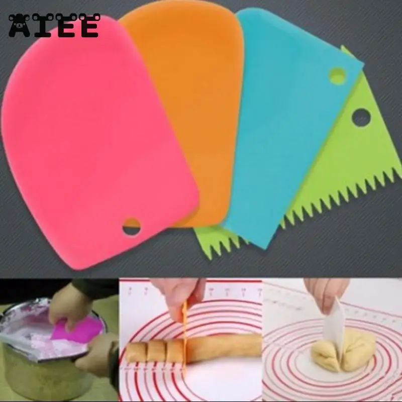 Пластиковый нож для теста AIEE 3 шт./компл. зеркальная глазурь с зазубренными краями