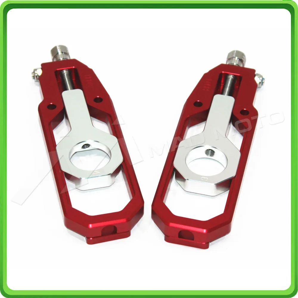 Motorcycle Chain Tensioner Adjuster fit for SUZUKI GSXR600 GSXR750 GSX-R GSXR 600  750 2006 2007 2008 2009 2010 Red & Silver (4)