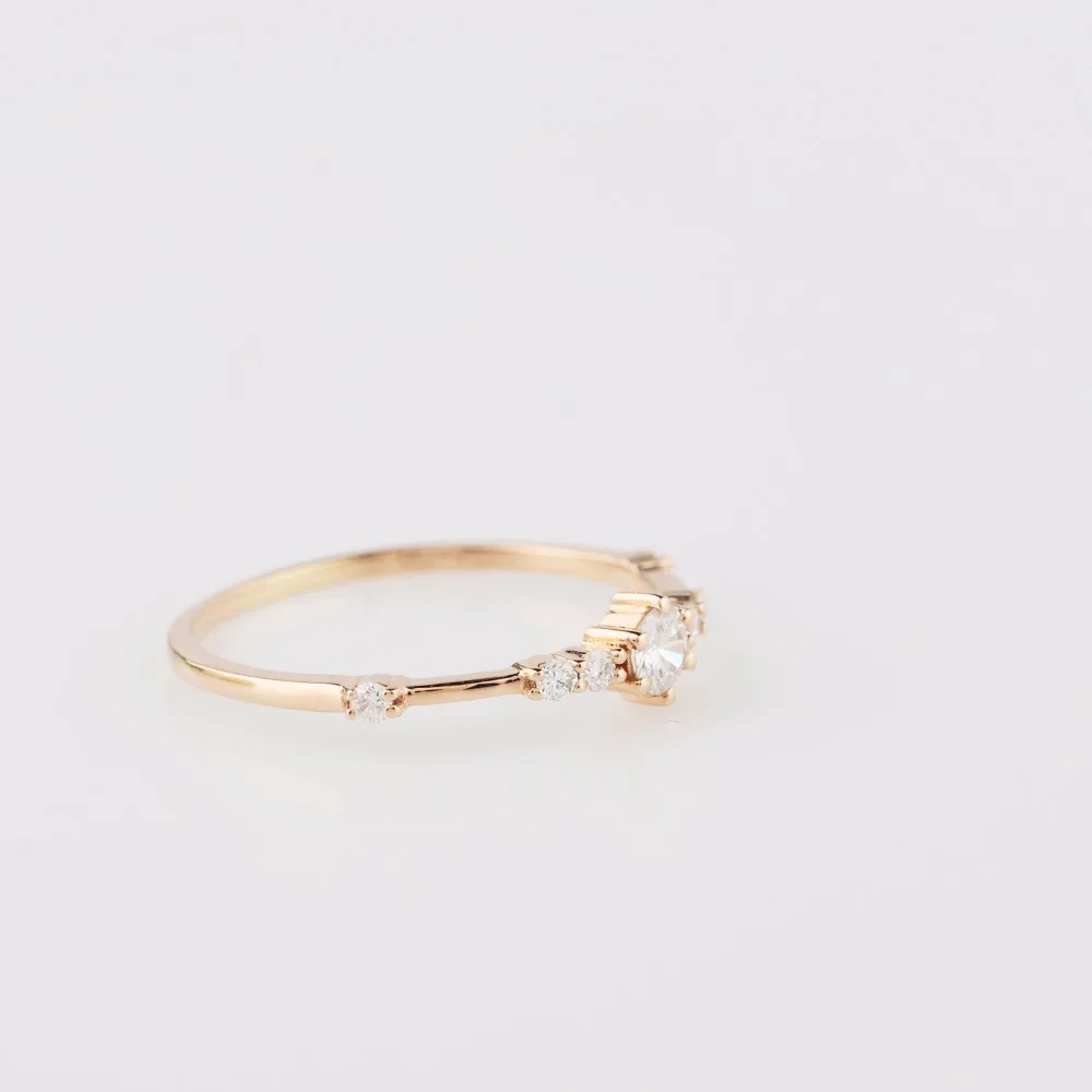 LASAMERO 0.15CT круглая форма натуральные алмазные акценты арт деко Винтажный стиль 18k