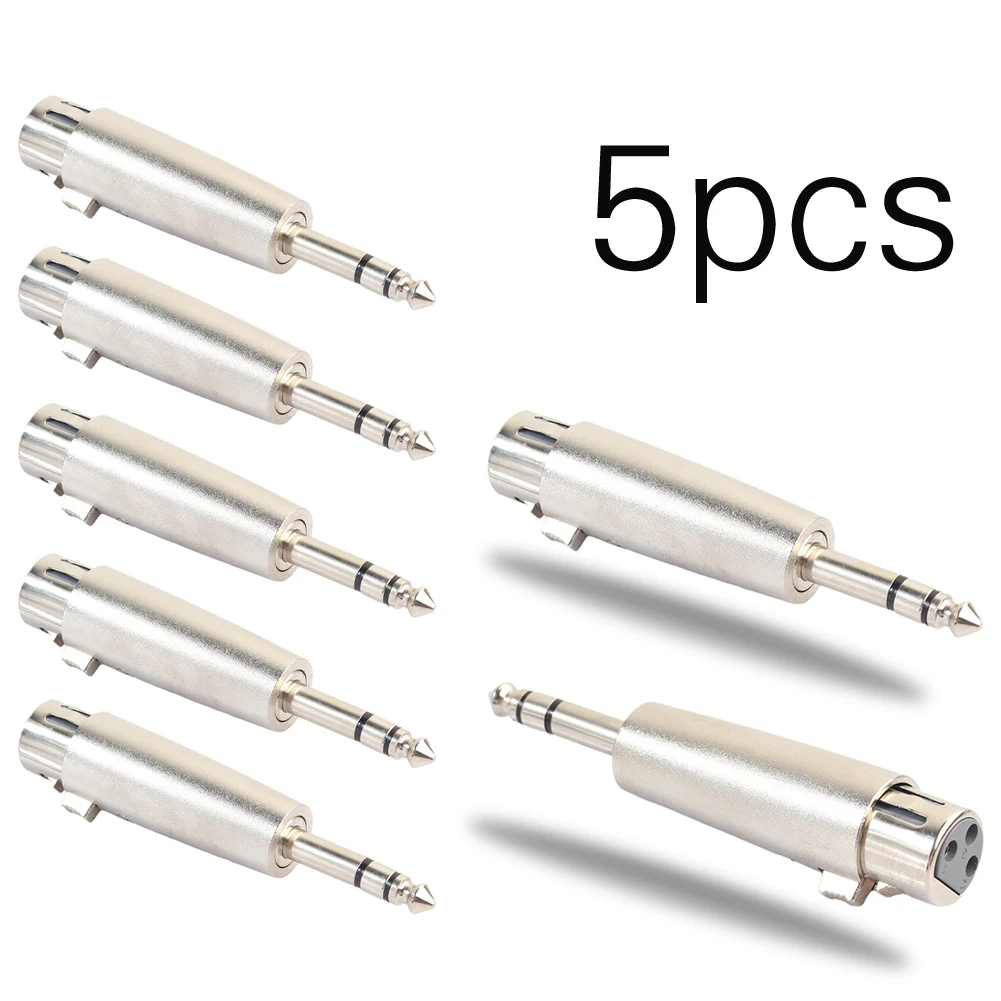 

5Pcs XLR 3Pin Female Jack to 1/4" 6.35mm Male Plug Stereo Microphone Adapter Connectors Terminals