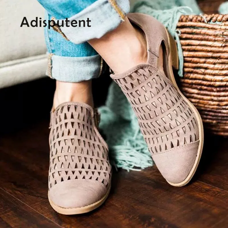

Summer Spring Shoes Woman Pumps Peep Toe Sandals Zip Chunky Square Heel Women Ankle Booties Womans Sandals Plus Size 43