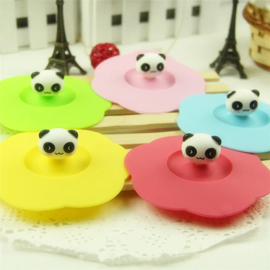 

Lovely pet New Cute Panda Dust Reusable Silicone Cup Seal Cover DIY Free Splicing Drop Shipping 70725