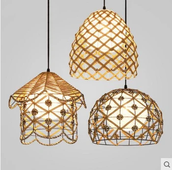 

Loft pendant lamp vintage rope hemp chandelier retaurant living room bedroom bar pub club cafe light corridor office study lamp