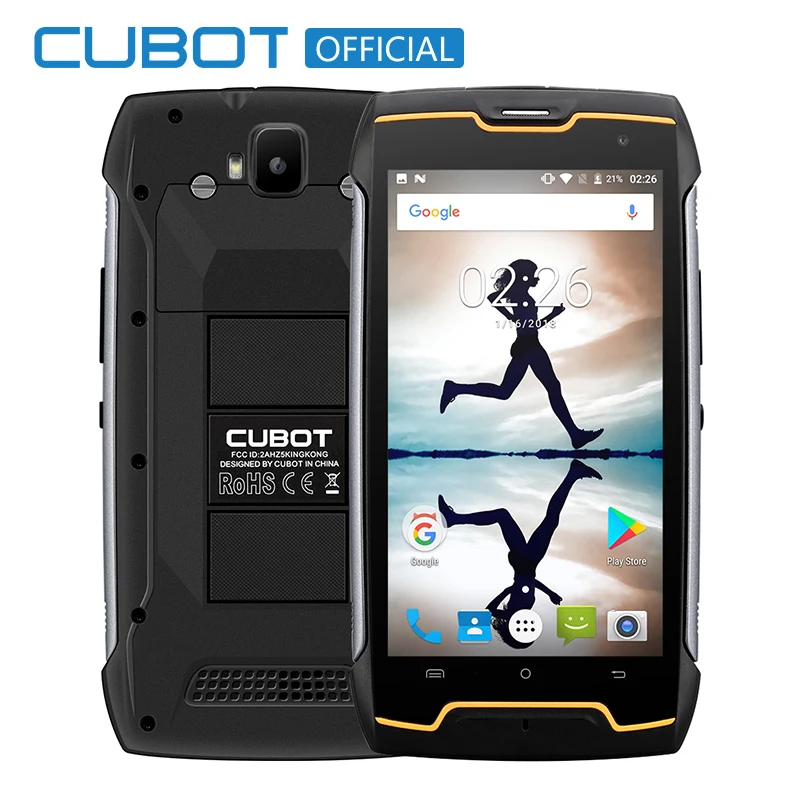 

Cubot KingKong IP68 Waterproof Dustproof Shockproof MT6580 Quad Core 4400mAh 5.0"Android 7.0 Cellular 2G RAM 16G ROM Smartphone